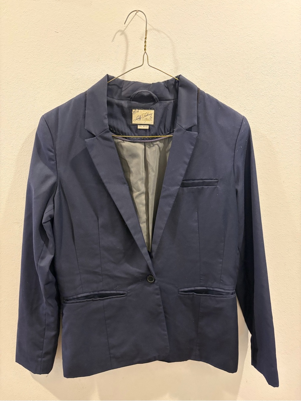 le chateau Classic Navy Women's Single-Button Blazer